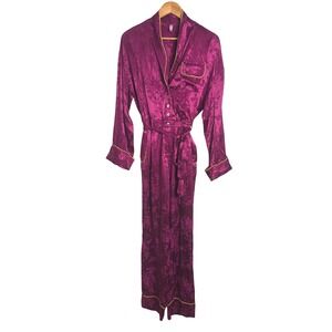 Free People XS So Chic Romper Jumpsuit Pajama Sleepwear Magenta Floral